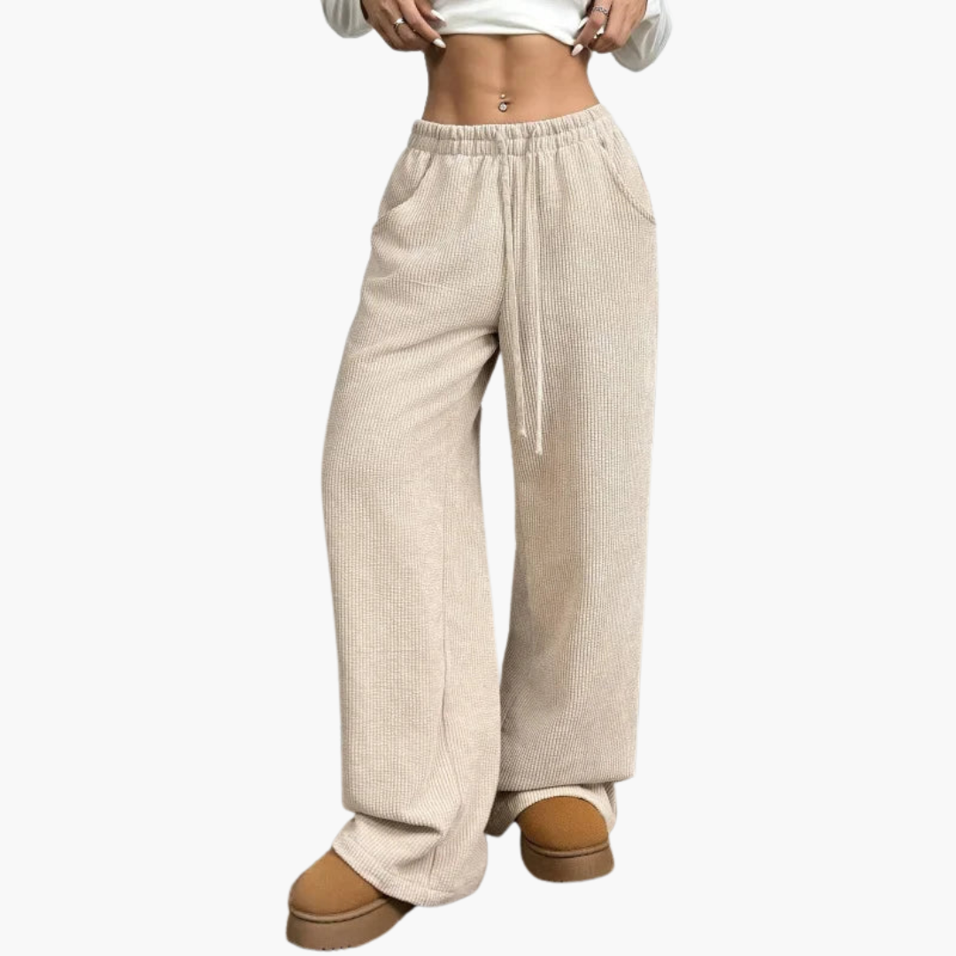 Comfortable High Waisted Wide Leg Corduroy Pants