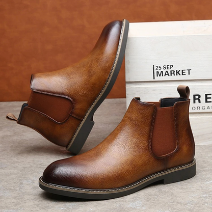 Classic Men's Vintage Pointed Leather Ankle Boots