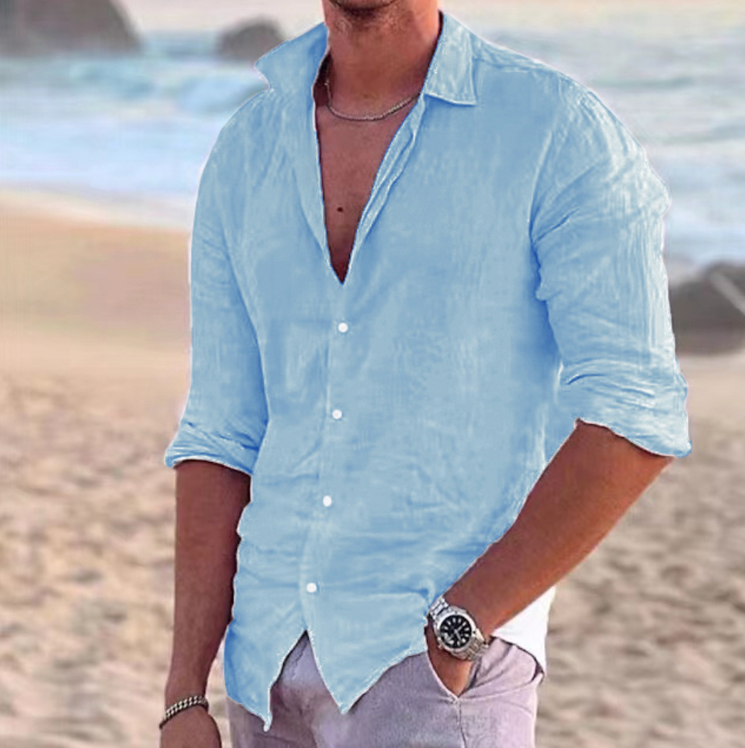 Loose Fit Mens Long Sleeve Casual Shirt