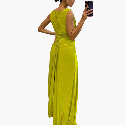 Flowy Long Dress with High Slit - Chic Women's Gown
