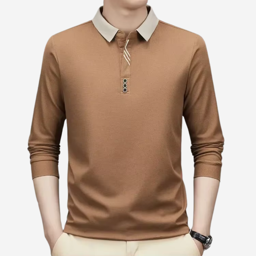 Relaxed Fit Mens Long Sleeve Polo Shirt