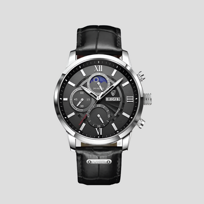 Stylish 42mm Men's Leather Watch