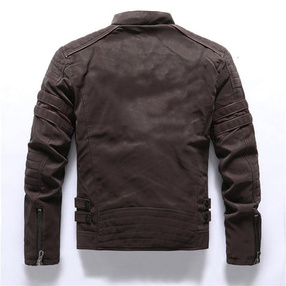 Men's Classic Fitted Leather Motorcycle Jacket