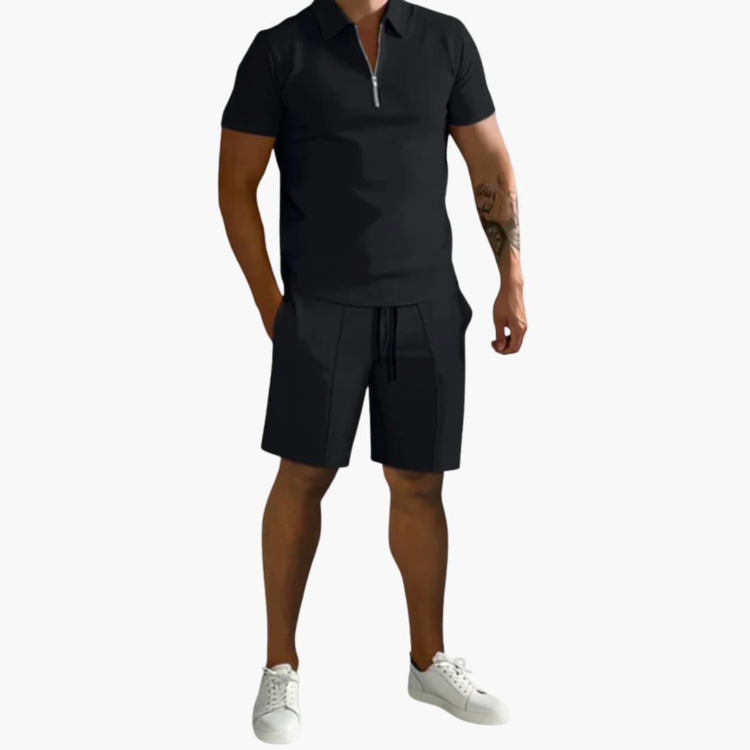 Men's Athletic Zip Up Shirt and Short Set