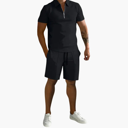 Men's Athletic Zip Up Shirt and Short Set