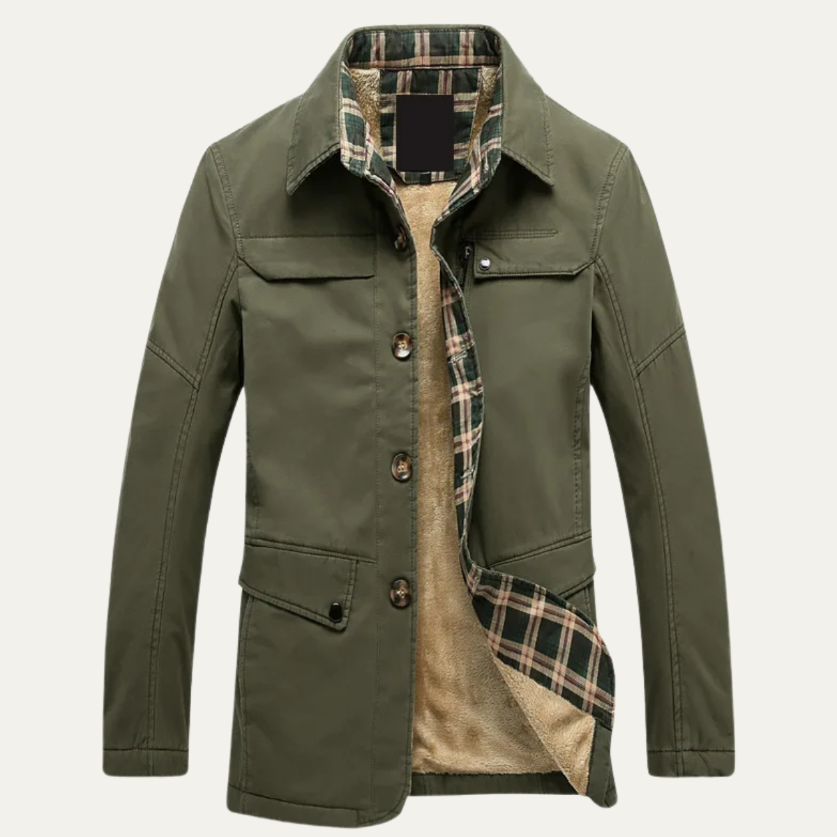 Cozy Mens Plaid Fleece Lined Winter Jacket - Nocini