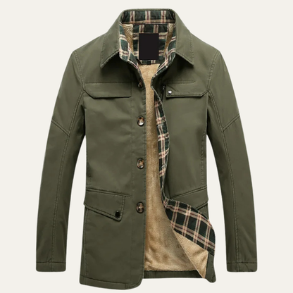 Cozy Mens Plaid Fleece Lined Winter Jacket - Nocini