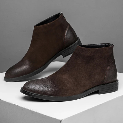 Classic Men's Suede Chelsea Ankle Boots with Zip