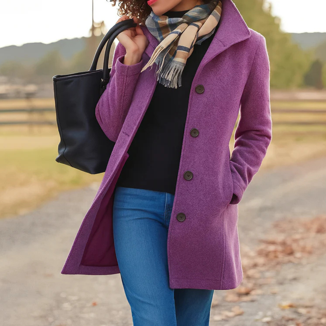Ladies Classic Long Button Coat