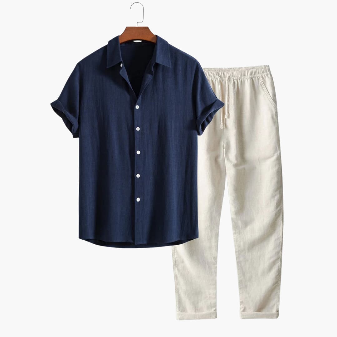 Men's Lightweight Casual Short Sleeve Suit Set - Olytrend