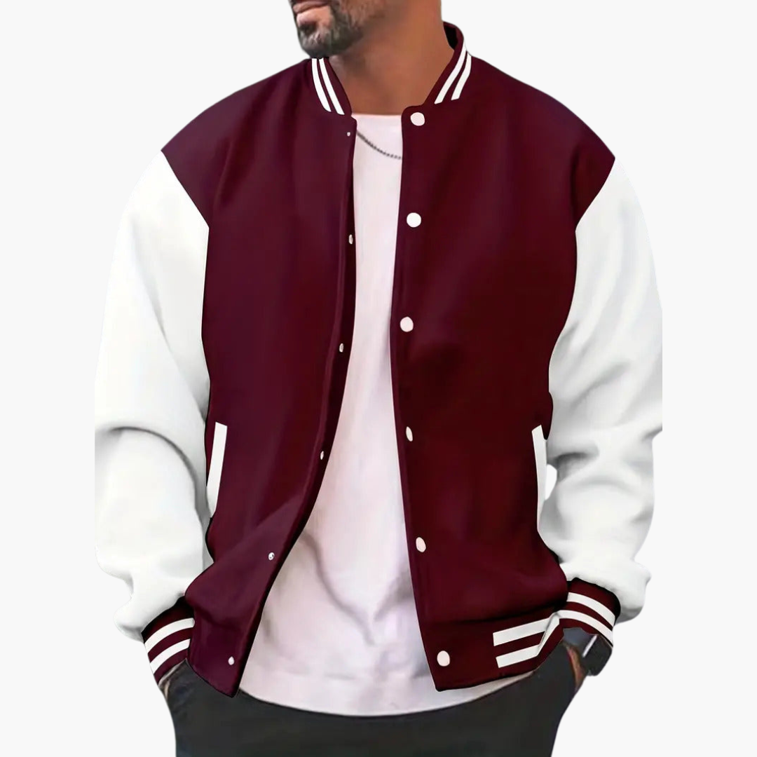 Classic Sports Bomber Jacket with Zip Front