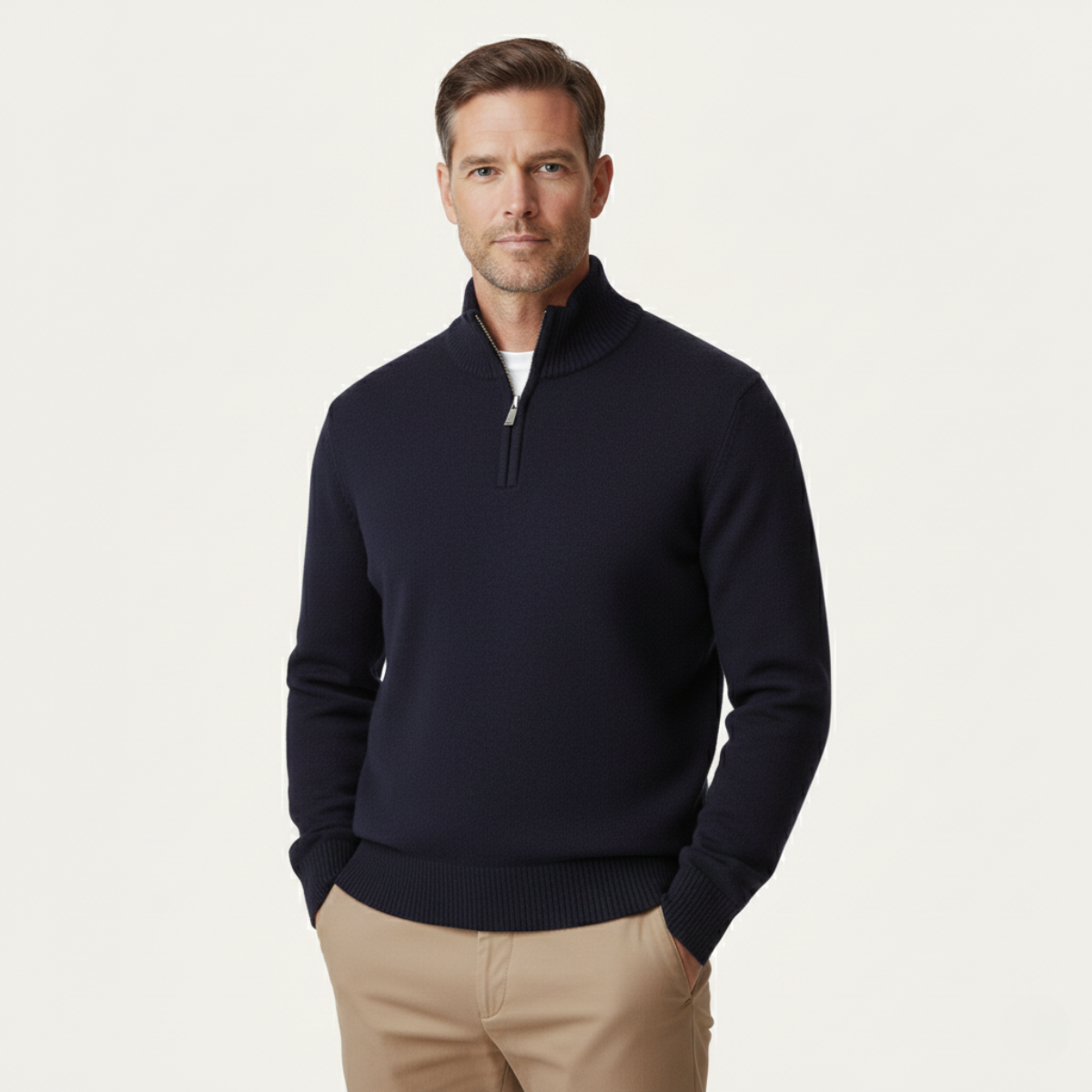 Premium Soft Men's Cashmere Quarter Zip Sweater