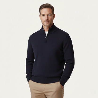 Premium Soft Men's Cashmere Quarter Zip Sweater