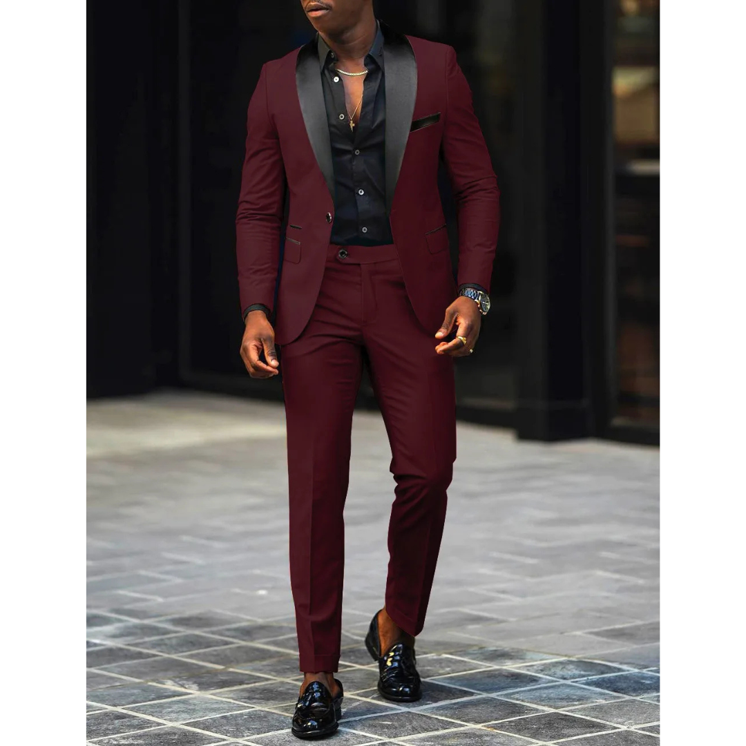 Men's Tailored Fit Peak Lapel Suit Jacket Set