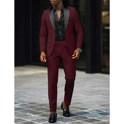 Men's Tailored Fit Peak Lapel Suit Jacket Set