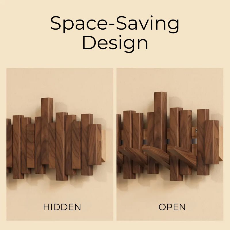 Minimalist Geometric Walnut Wall Hook Rack