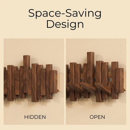 Minimalist Geometric Walnut Wall Hook Rack