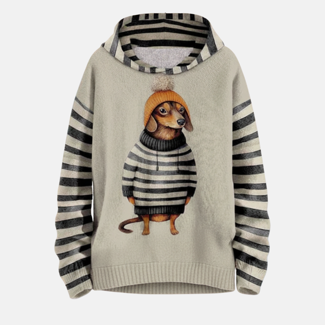 Comfy Women's Fleece Hoodie with Dog Design