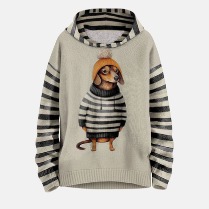 Comfy Women's Fleece Hoodie with Dog Design