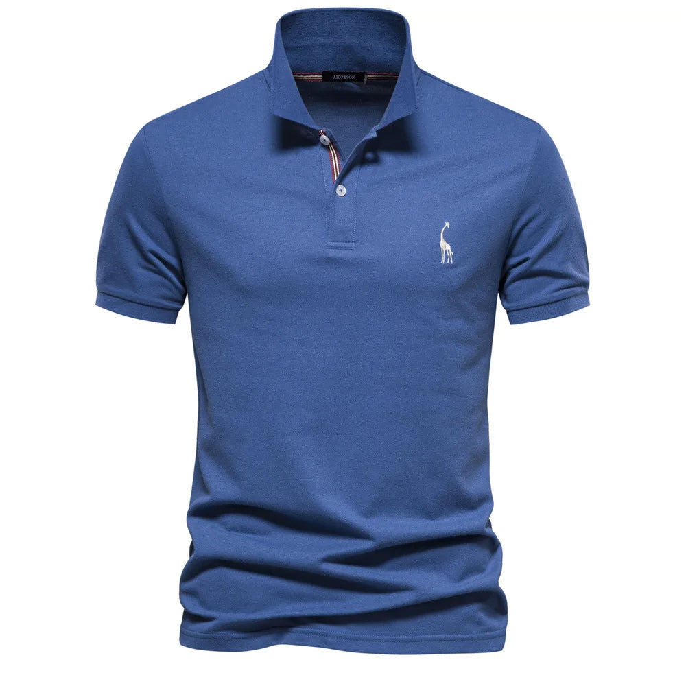 Premium Polo Shirt with Embroidered Deer Design