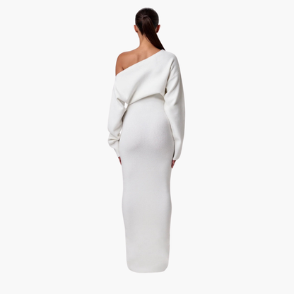 Chic Cold Shoulder Winter Dress for Ladies