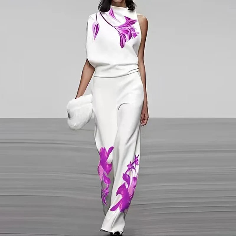 Summer Halter Neck Two Piece Outfit Set