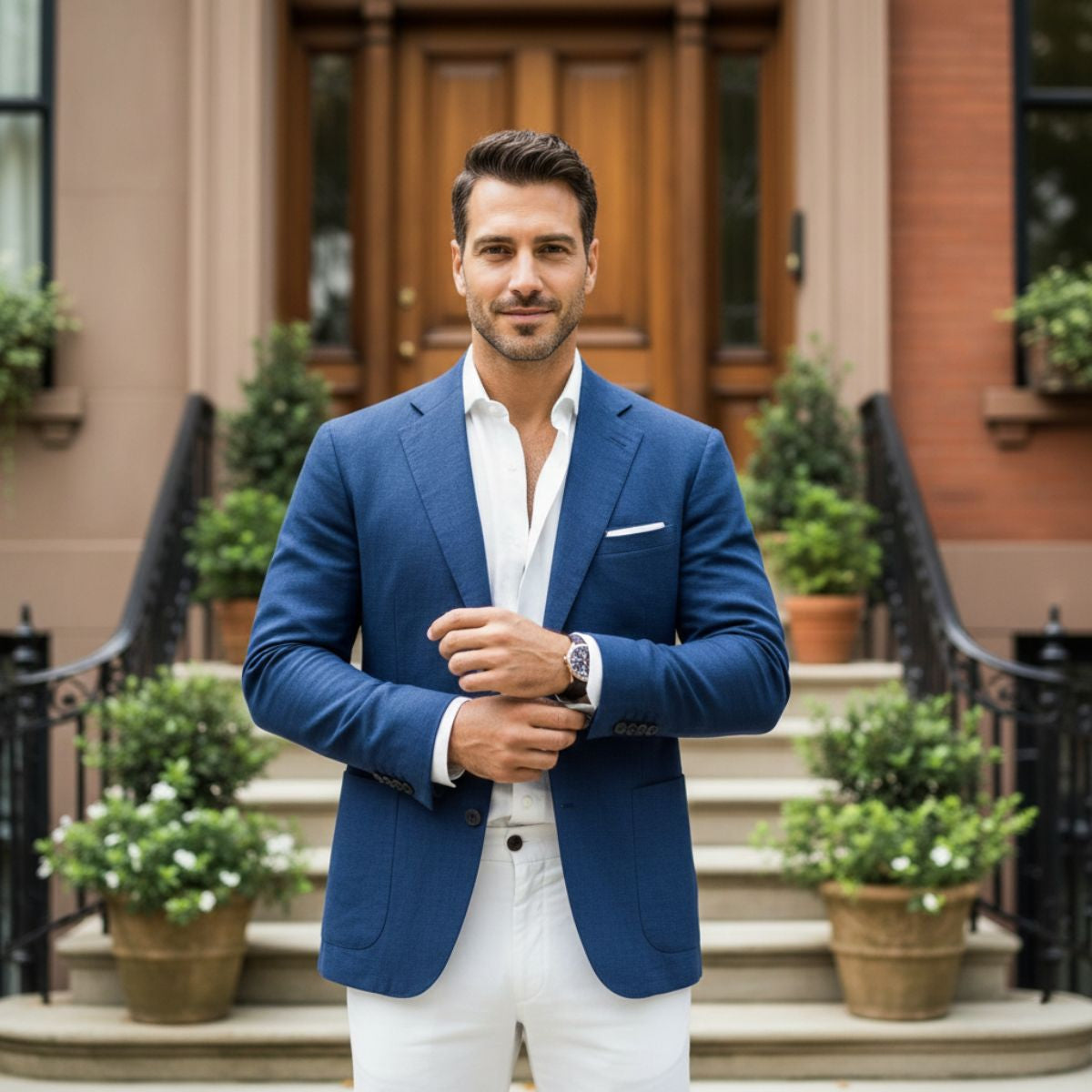 Slim Fit Men's Navy Blue Blazer Suit Jacket