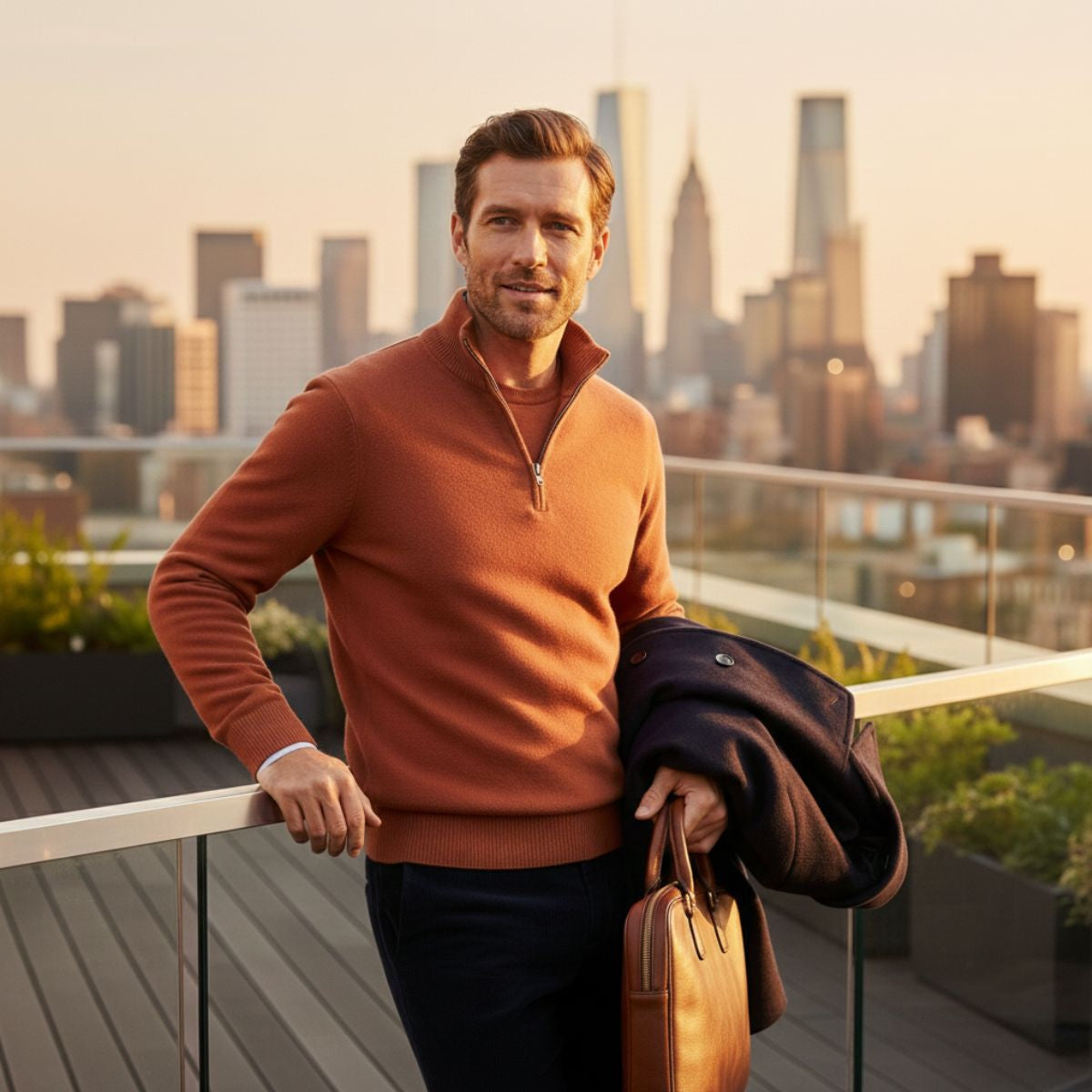 Stylish Quarter Zip Sweater for Men