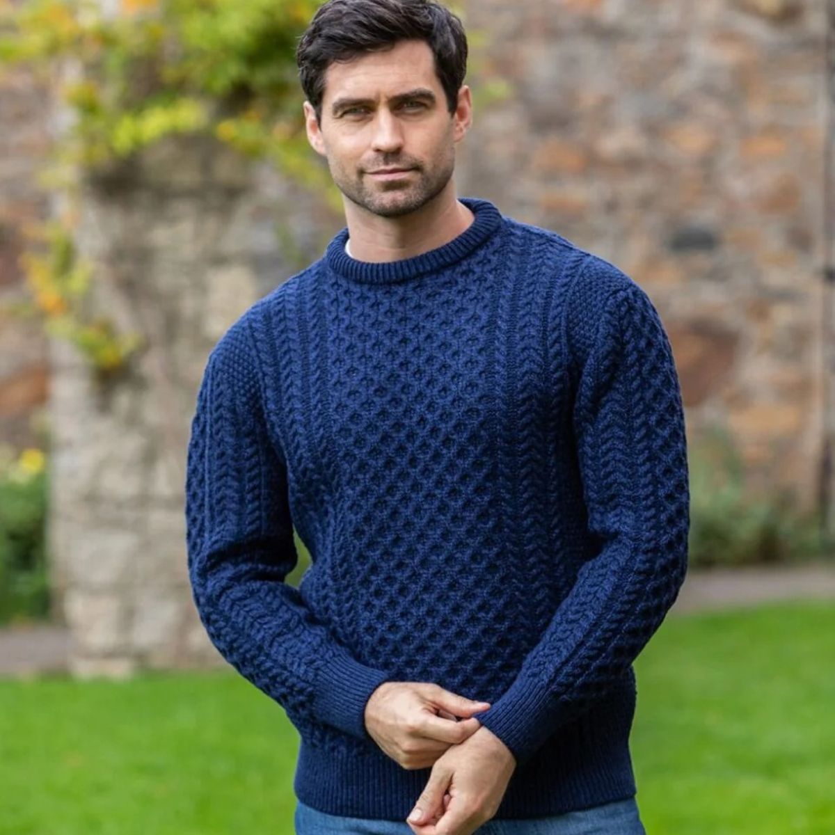Classic Cable Knit Crew Neck Men's Sweater