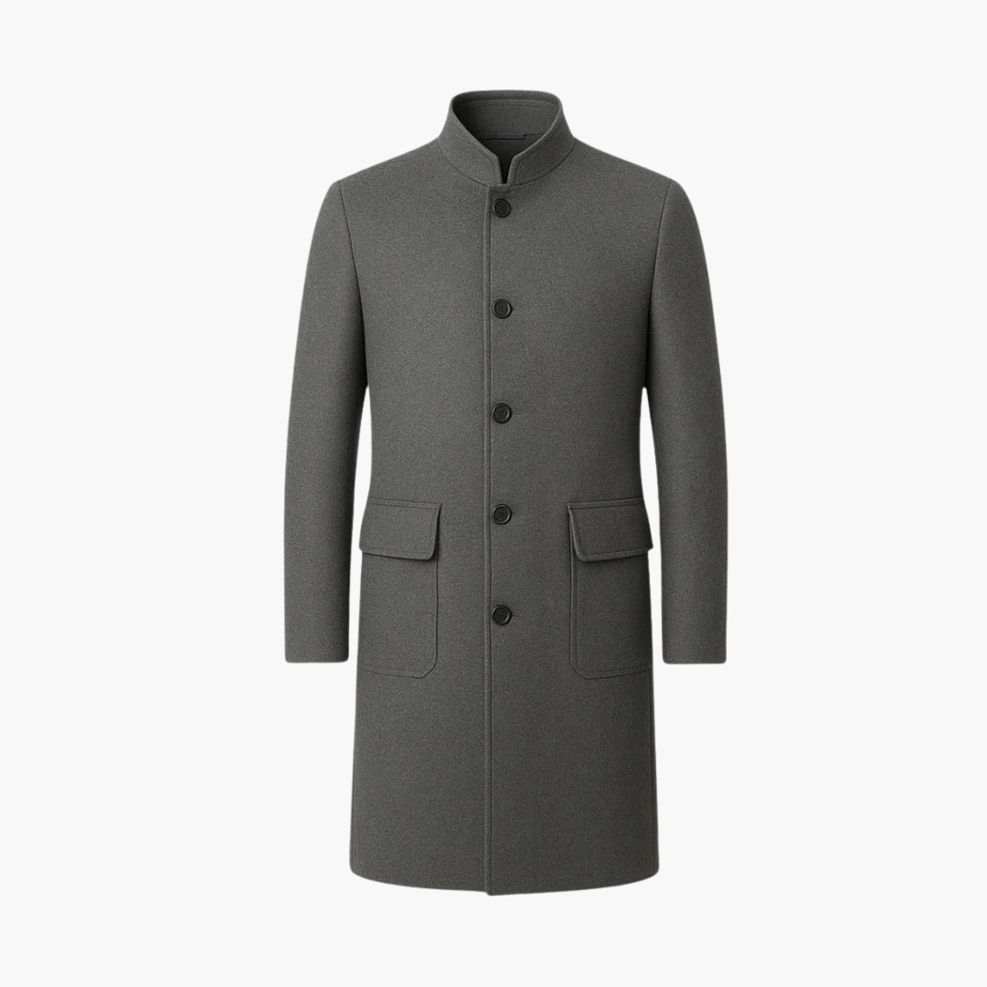 Men's Charcoal Slim Fit Overcoat - Olytrend