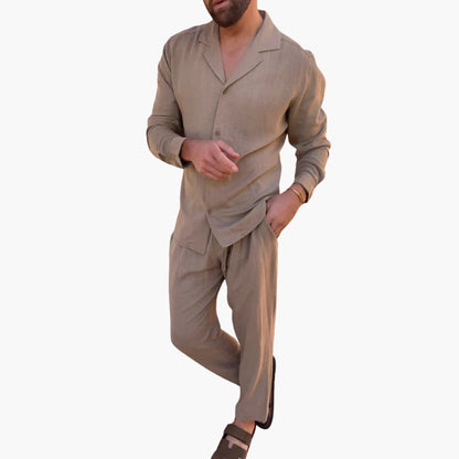 Men's Casual 2 Piece Short Set with Top and Pants - Olytrend