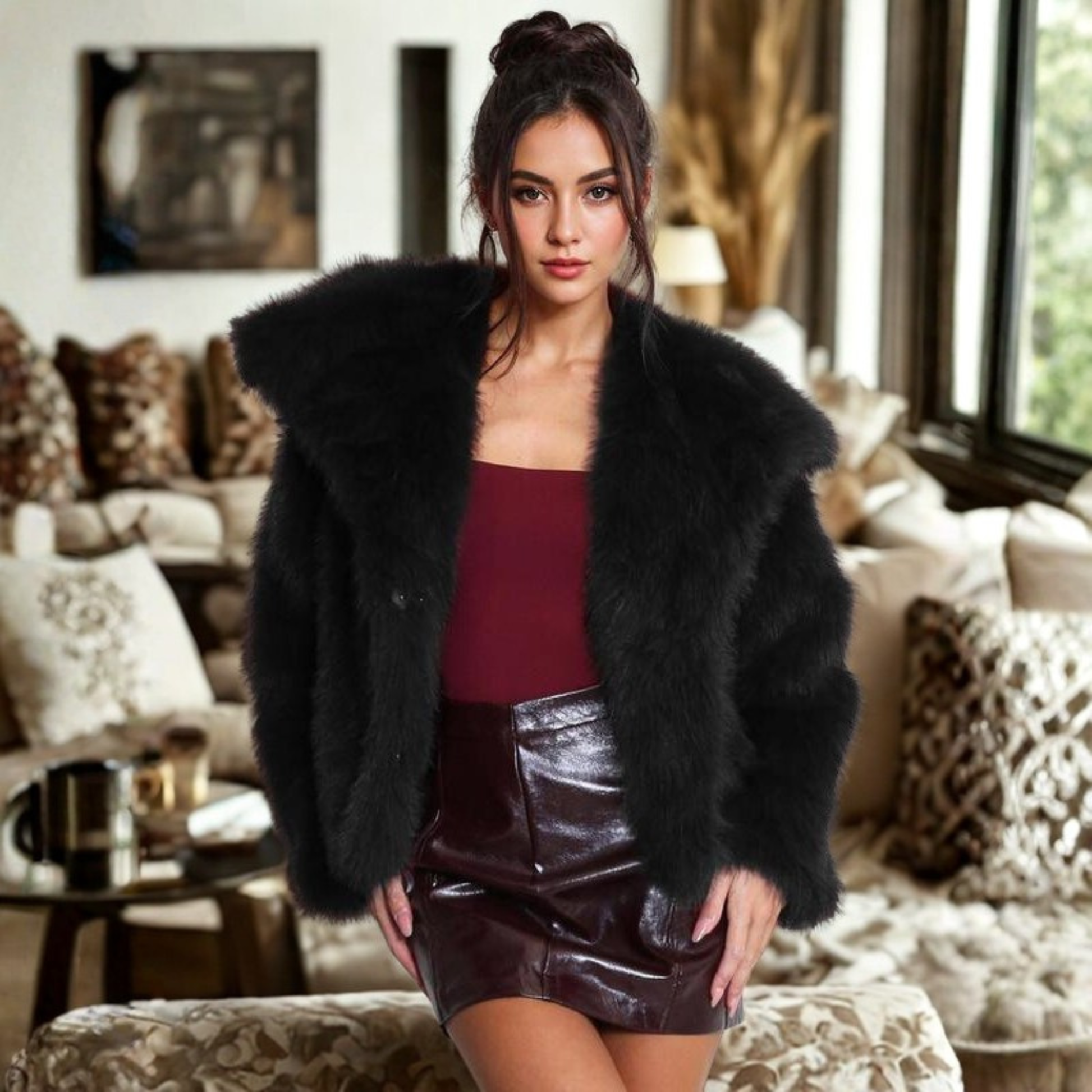 Warm Fuzzy Long Sleeve Winter Coat - Olytrend