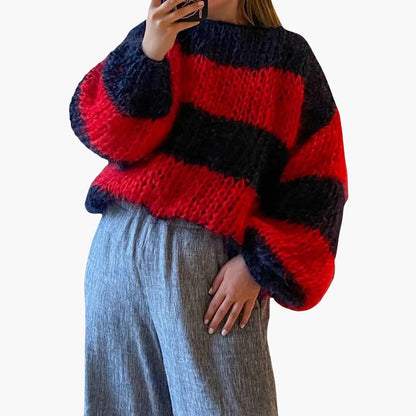Women's Cozy Striped Crew Neck Sweater