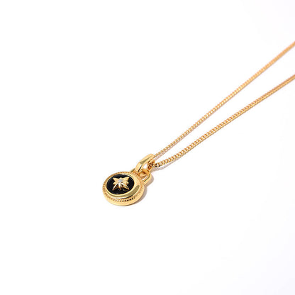 Luxury Silver Gold Chain Black Onyx Pendant Necklace