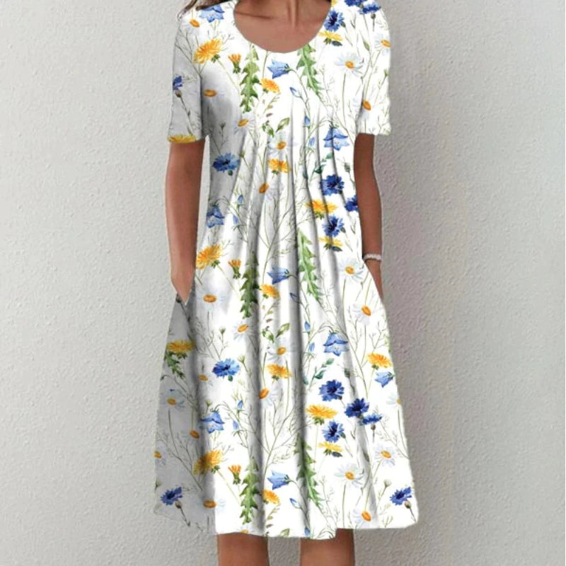 Chic Floral Summer Dress with Pocket Detail