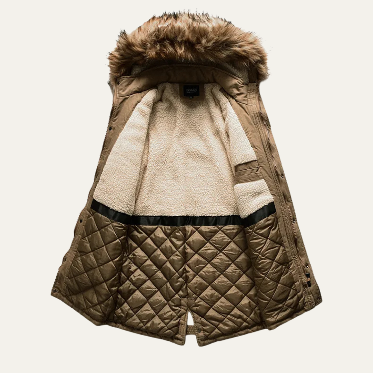 Warm Men's Down Parka Jacket with Faux Fur Hood