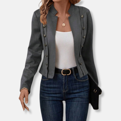 Slim Fit Blazer Jacket with Decorative Buttons
