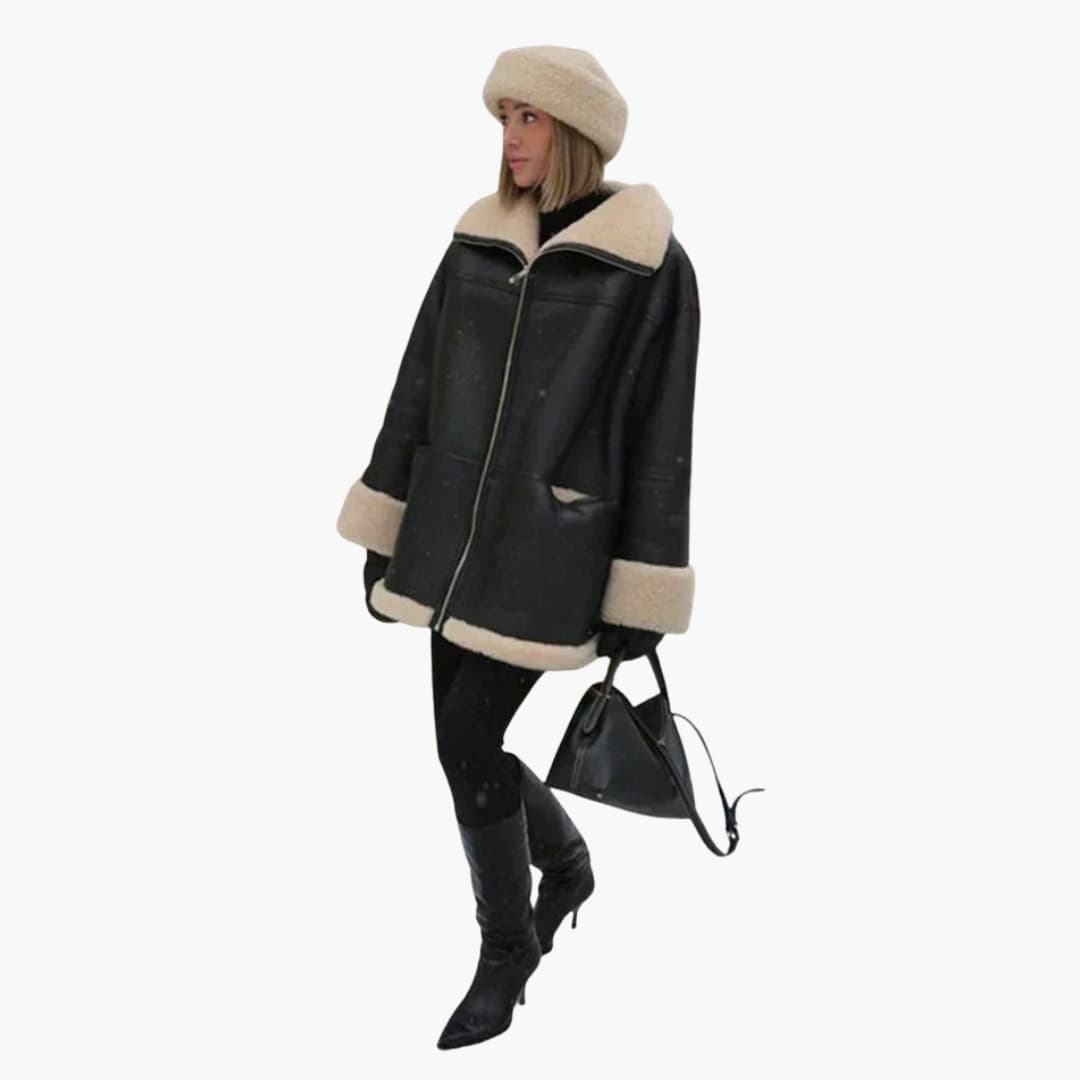 Warm Women's Parka Coat with Fleece Lining and Zip