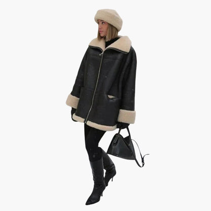 Warm Women's Parka Coat with Fleece Lining and Zip