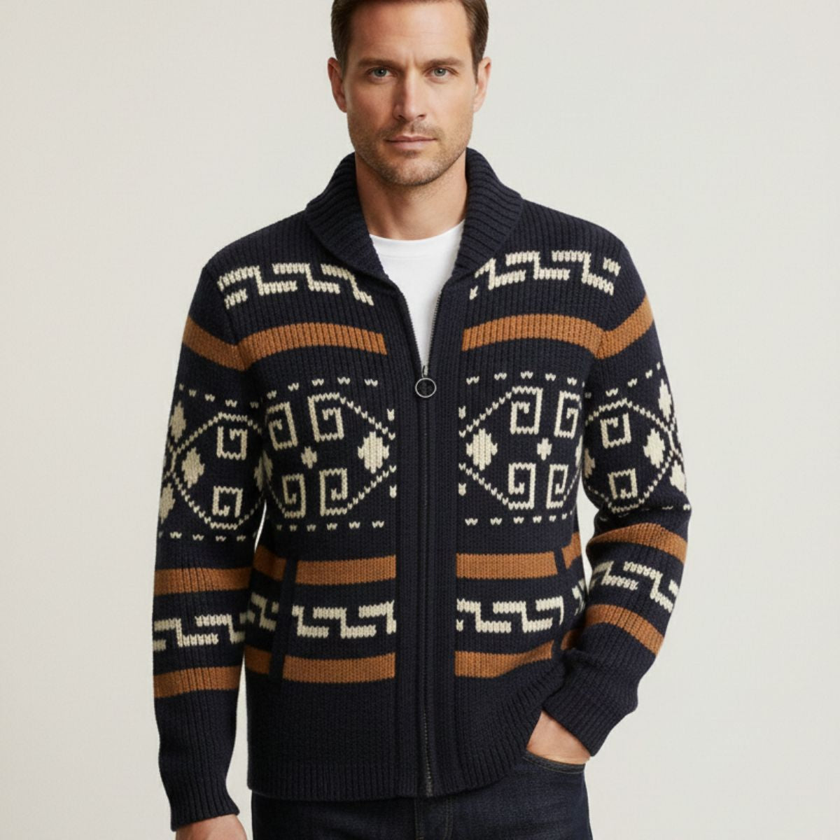 Classic Men's Chunky Knit Winter Cardigan