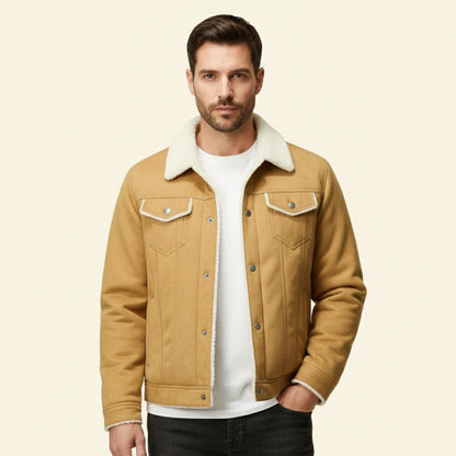 Classic Men's Faux Shearling Leather Coat