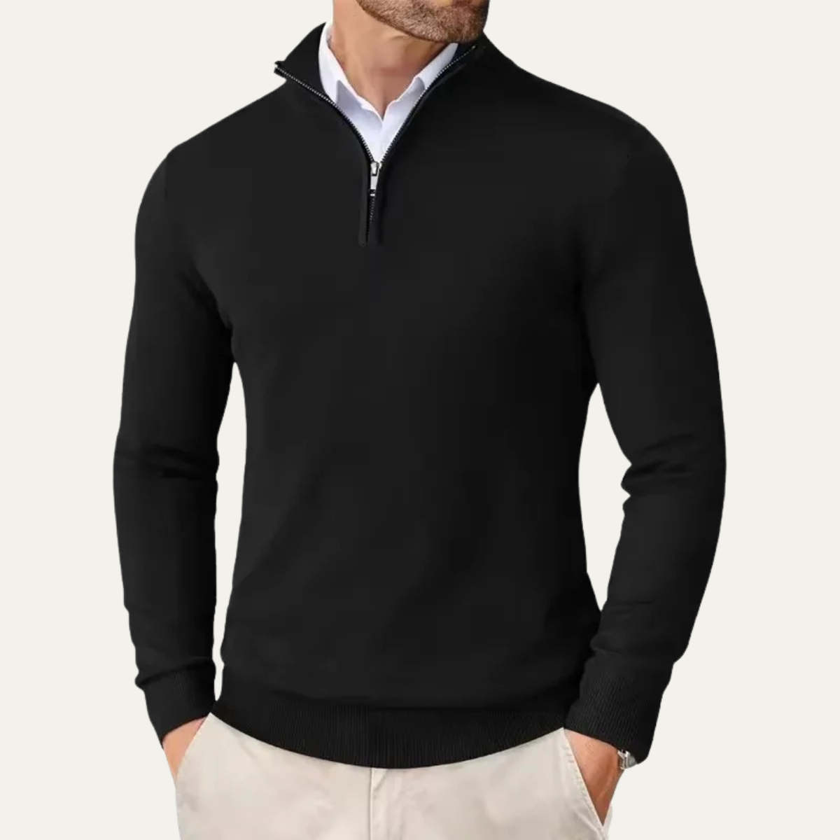 Warm Quarter Zip Knitted Men's Sweater