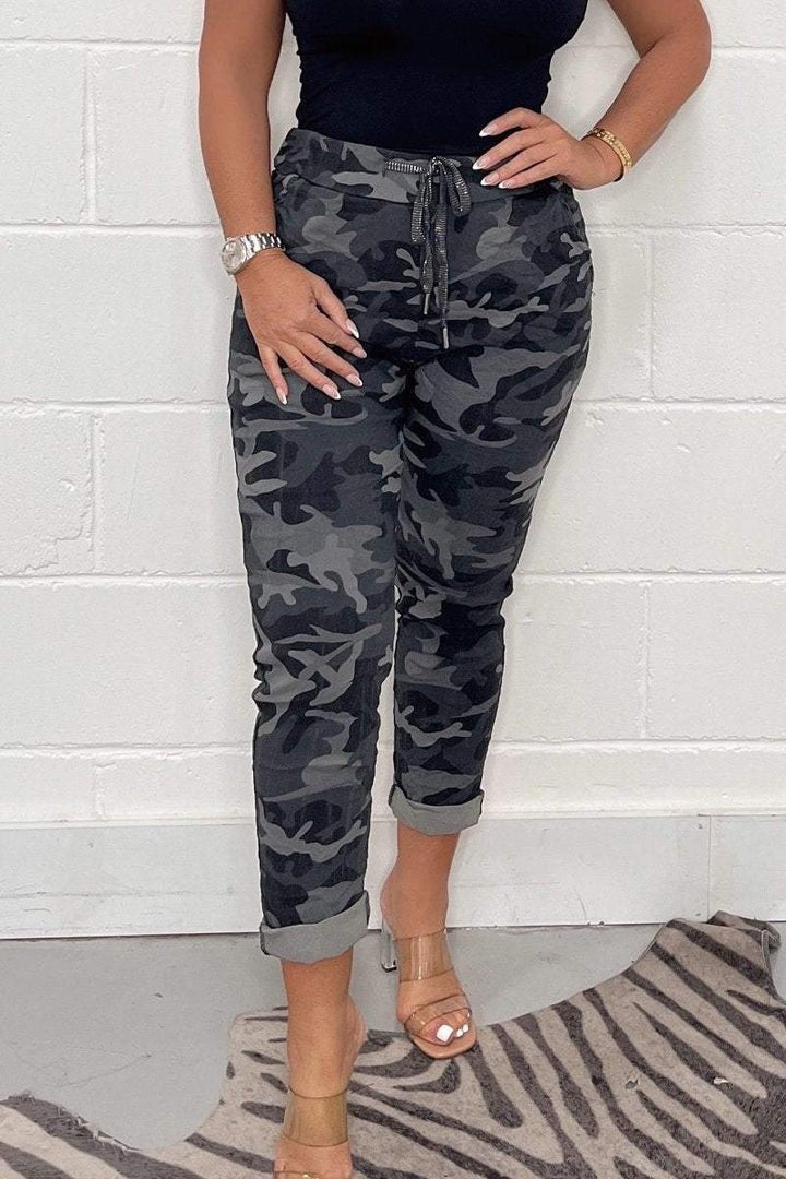Relaxed Fit Leopard Cuffed Pants for Women