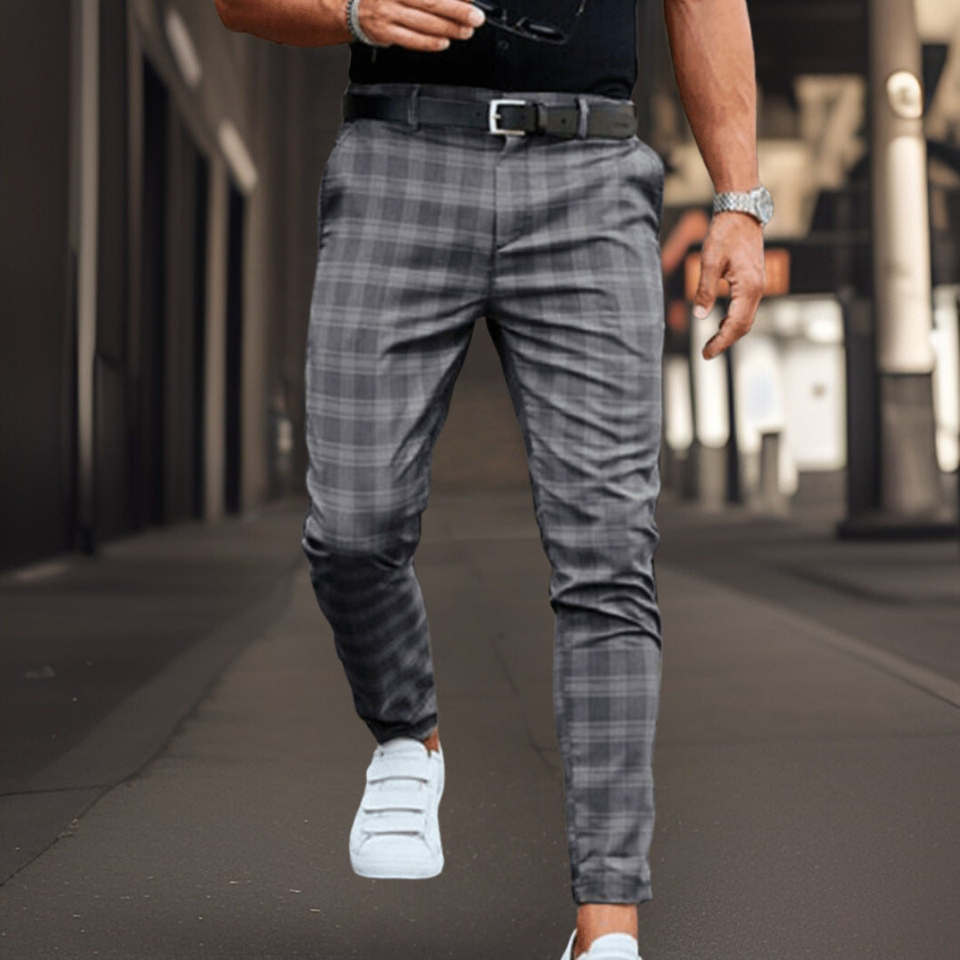 Men's Slim Plaid Chino Pants