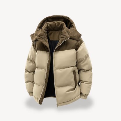 Warm Mens Padded Jacket with Fleece Hood
