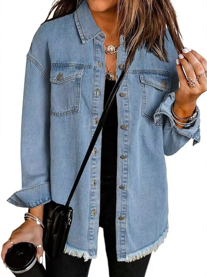 Elegant Women's Blue Jeans Jacket