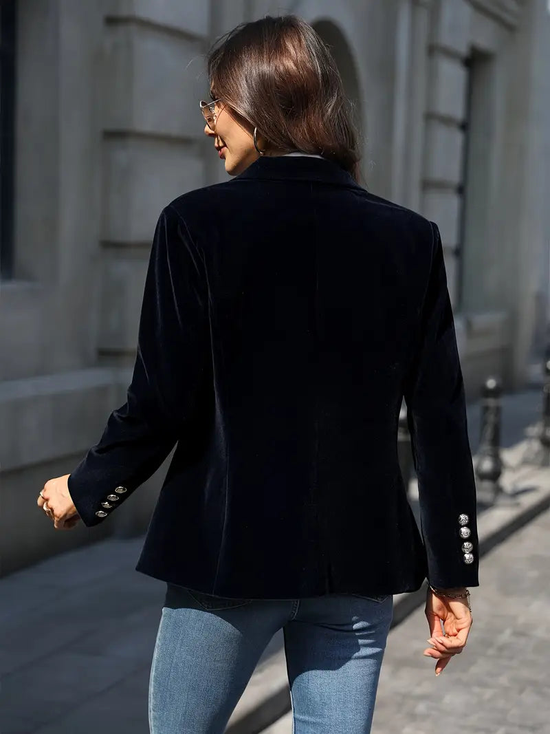 Classic Women's Blazer with Metal Buttons
