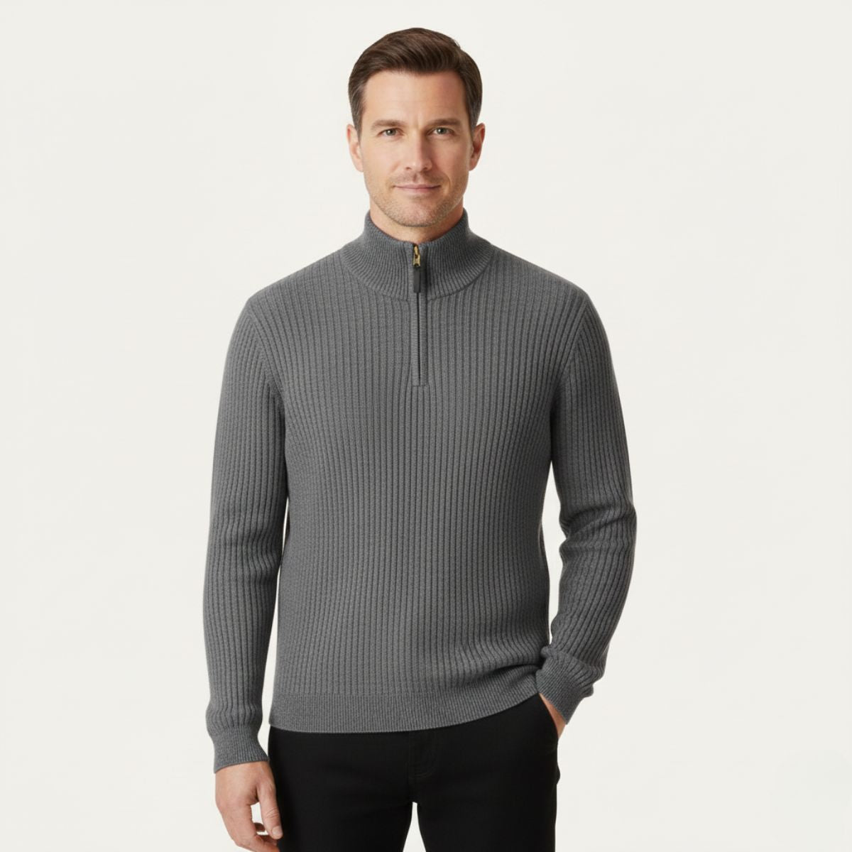 Classic Quarter Zip Men's Sweater - Rich Style
