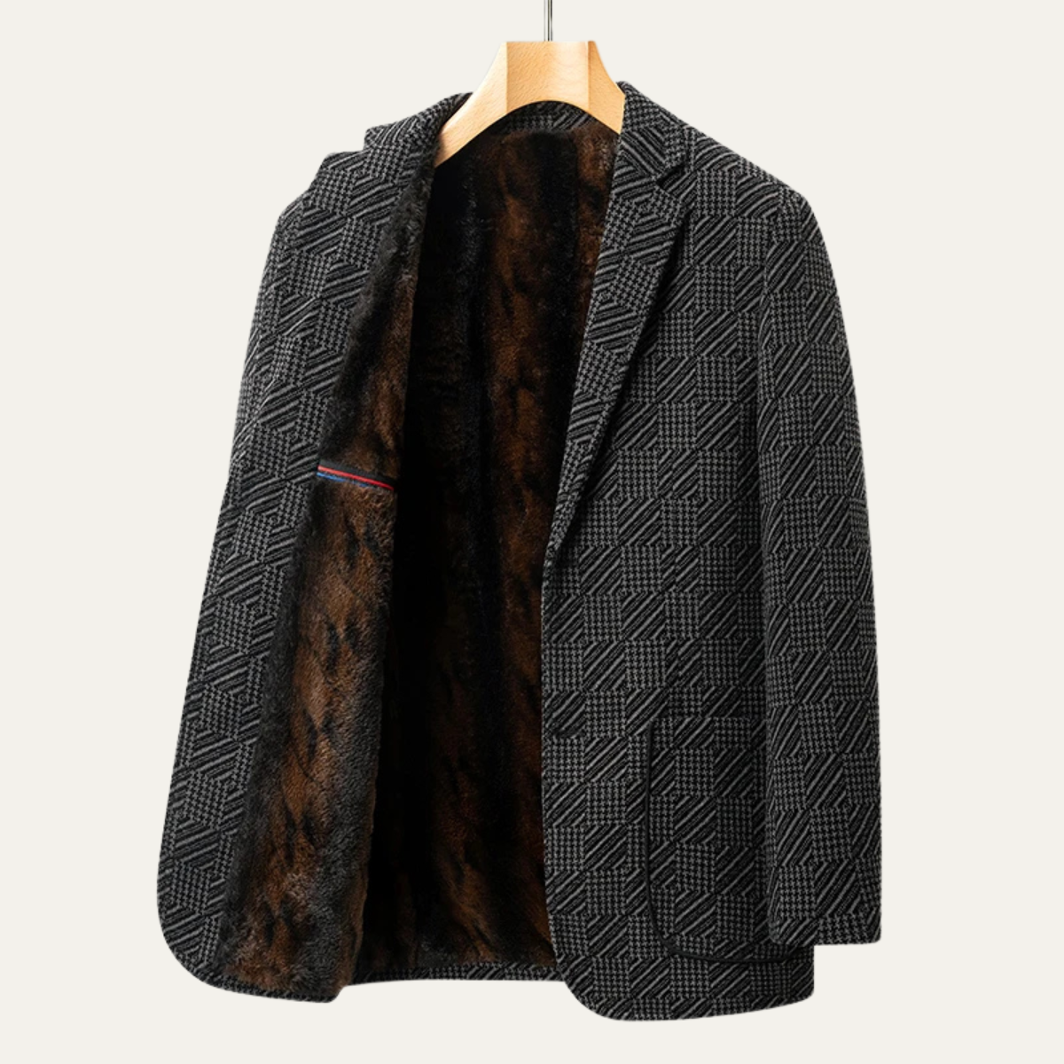 Warm Men's Chenille Blazer with Faux Fur Lining
