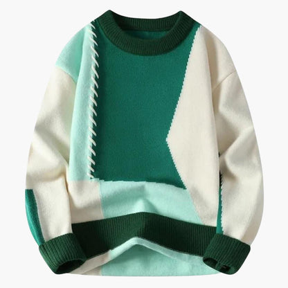 Cozy Mens Patchwork Knit Sweater
